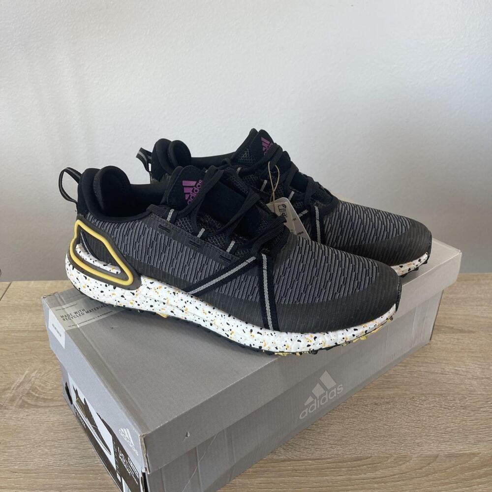 Adidas Solarthon Boost Golf Shoes Mens Size 10.5 Black/Gold Spikeless - New